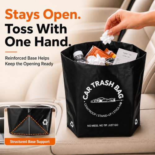 Image of Disposable Car Trash Bags, Stand-Up & Stick-On Car Trash Can Alternative