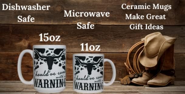 Miniatura 3 de Tazas grandes, taza de café divertida, taza de vaca de las tierras altas, Shouldhave Came With A Warning, color negro, blanco, taza con estampado de