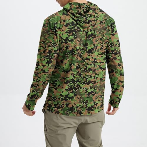 Men's UPF 50+ Sun Protection Hoodie Shirt Long Sleeve Vintage Fishing Outdoor Hiking Lightweight Camo Hooded Shirts3