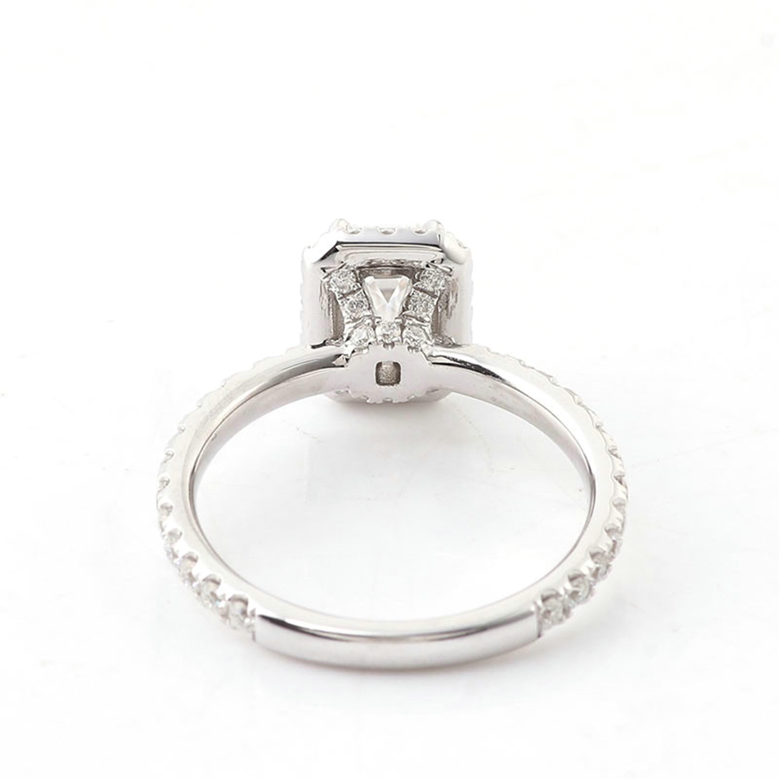Anillos de oro blanco de 18 quilates para mujer oro 1/2/3 quilates de corte rectangular blanco moissanite elegante anillo de compromiso