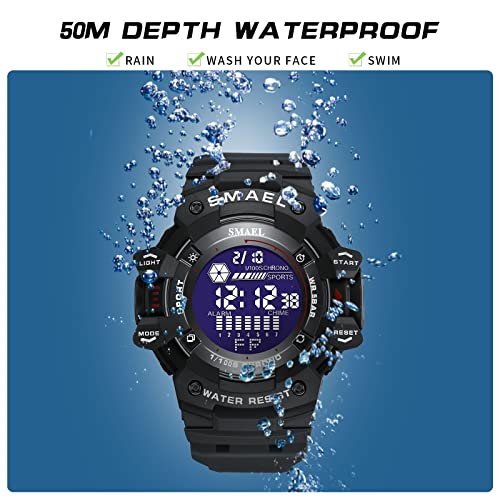 AIMES Mens Military Multifunction Digital LED Watch Electronic Waterproof Orange Sport Watch Alarm Countdown Wristwatch4