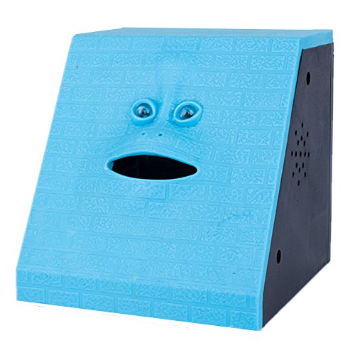 Wefoonlo Novelty Coin Money Eating Musical Face Bank Automatic Money Saving Collection Piggy Bank For Kids Children (Blue Brick) #TOP7