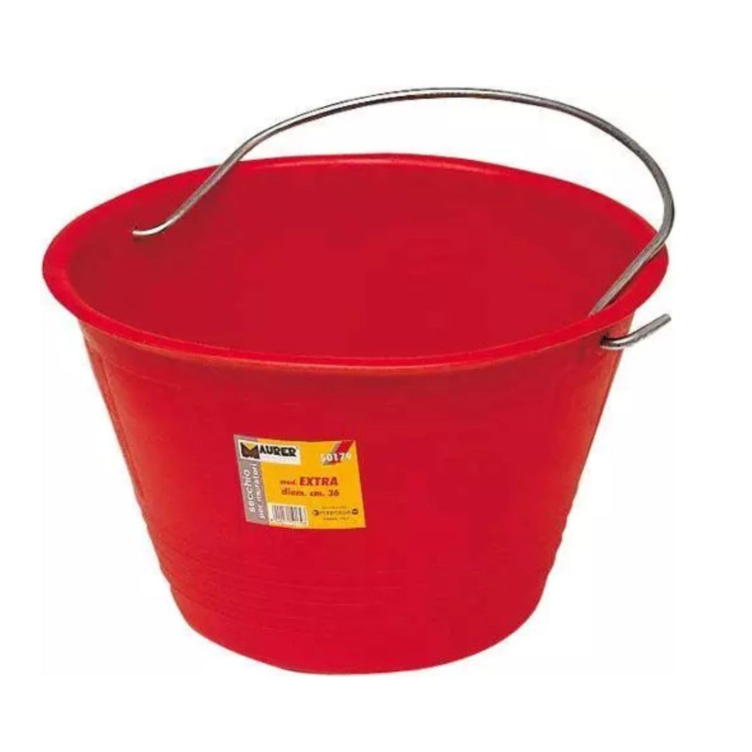 Maurer - Secchio Per Muratore In Pvc Colore Rosso Misura 34 Cm