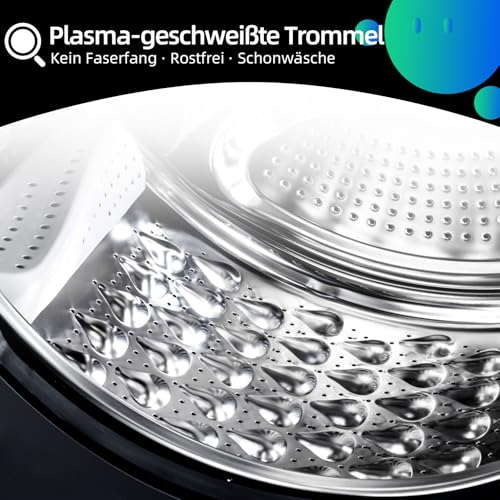CHiQ Waschmaschine 7kg, InverterMotor, EEK A| 60x46,5x84cm, Große Tür| Eco, Speed Wash, Auto Clean, Kindersicherung|1200 U/Min, Washer Grau, CW07123863AX