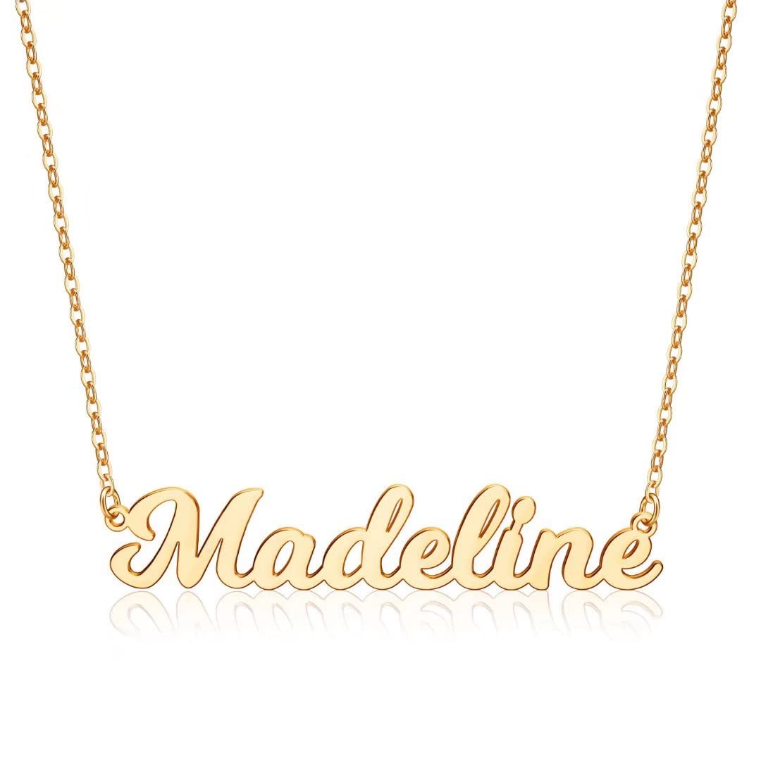 UrsteelCustom Name Necklace Personalized, 14K Gold Plated Personalized Name Necklace Dainty Name Plate Necklace Jewelry Personalized Gifts for Women