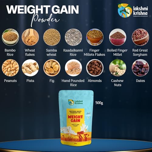 Image of Lakshmi Krishna Naturals Weight Gain Powder | Natural Mass Gainer with Millets, Nuts & Dates | Healthy Weight Gain & Muscle Support | No Added Chemicals | Easy Digestion | 500g