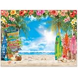 Luminora Tessuto 2,4 x 1,8 m Estate Hawaiana Fotografia Sfondo Spiaggia Tropicale Luau Fiore Palma Foglie Surfboard Sfondo Aloha Decorazioni per Feste Foto Banner Booth
