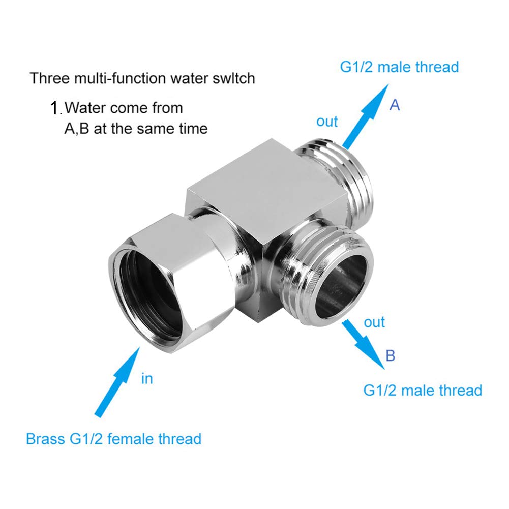 Badkamer Hoek Valve, Toilet 304 Rvs T Adapter G1/2 T-Valve voor Bad Bidet Sproeier Douche Systeem