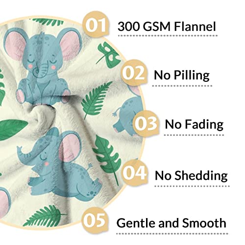 Elephant Blanket Gifts - 30"x40" Cute Throw for Women Girls - Green Soft Fuzzy Blankets for Couch & Office