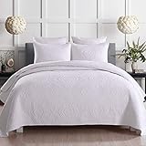 💋Größe der Bettüberwurf : 230 x 250 CM, Gewicht: 3 kg.Set bestehend aus Tagesdecke mit 2 passenden Kissenbezügen. Weiß bedruckte Tagesdecke bringt ein anderes Gefühl von Luxus