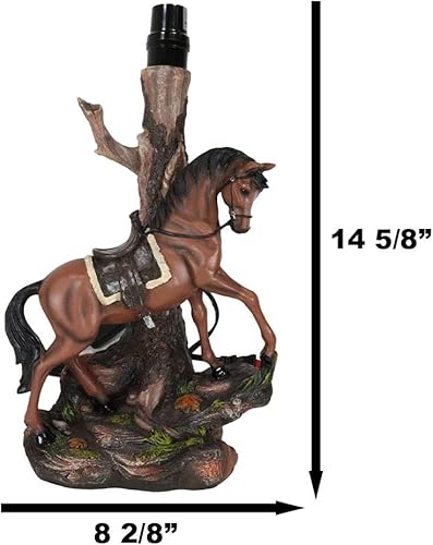 Miniatura 2 de Ebros Equestrian Beauty Western Cowboy Castaño Marrón Caballo Semental con silla de montar Paseando por Tree Outpost Lámpara de mesa auxiliar de
