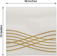 Vista 3 de Efavormart - Paquete de 20 servilletas de cóctel de papel Airlaid con tacto de lino blanco/dorado, servilletas desechables de alta calidad