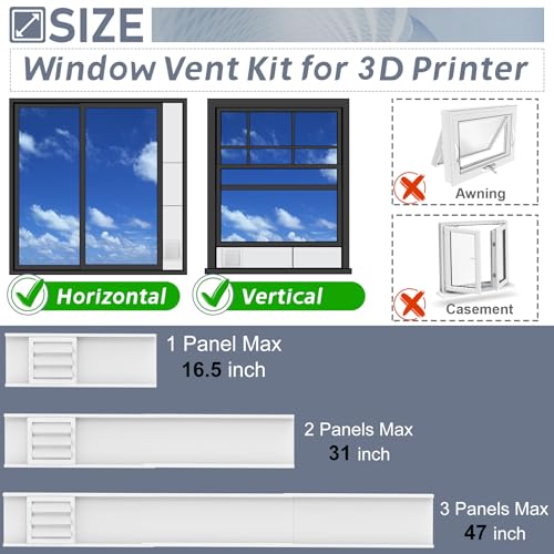 Flamorrow Window Vent Kit with Outdoor Vent Cover Fit for 3" and 4" Hose，Adjustable Window Vent Seal Panels for Exhaust Ventilation Duct of Laser Engraver/3D Printer Enclosure, Dryer, Grow Tent by Flamorrow - Image 2