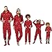 TLLW Pijama de Navidad a juego con 2 piezas de algodón casual pijamas de manga larga parte superior pantalones mujeres, hombres, niños a juego pijamas de Navidad Rojo Papá Rojo M