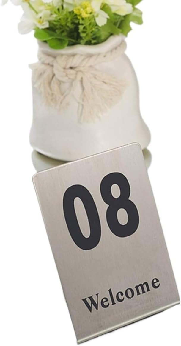 Stainless Steel Table Number Set, Stainless Steel Double-Sided Stackable Reserved Seating Table Number Cards 1-20/50/100(1 to 50)