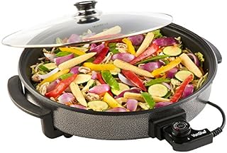 VonShef Large Multi Cooker 6L  42cm Electric Frying Pan with Lid & Adjustable Temperature Control, Easy Clean, Non Stick Aluminium with Cool Touch Handles & Detachable Power Cable for Serving  1500W