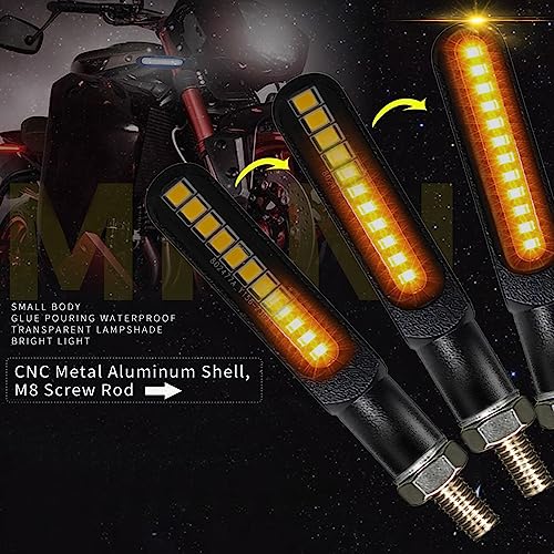 Image of Waterproof Motorcycle Blinkers Indicator Turn Signal Amber Flowing Sequential Universal Lamp (Pack of 4)