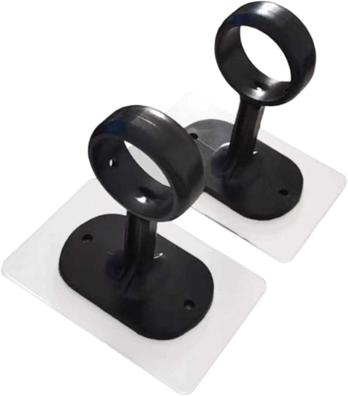 Adhesive Curtain Rod Holder 4pcs Adjustable Curtain Rod Brackets Ceiling Mounted Heavy Duty Holders Bar for Bedroom Curtains Closet Wardrobe Divider(Black)