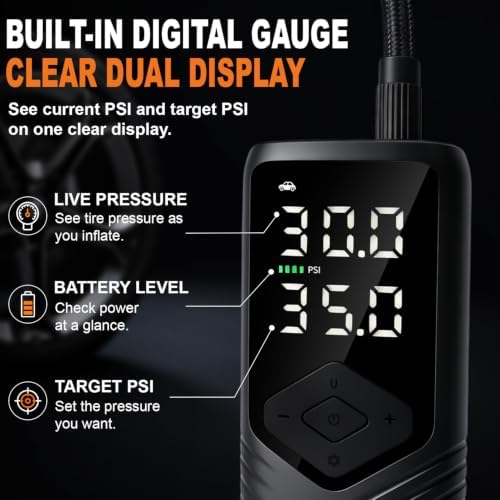 Tire Inflator Portable Air Compressor for Car Tires, Cordless Air Pump — view 4