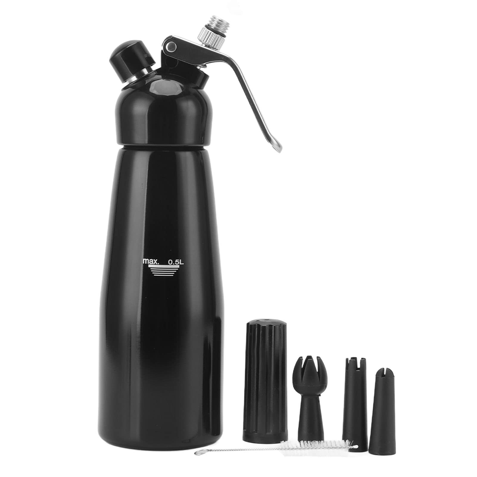 500ml Professional Whipped Cream Dispenser,Whip Cream Maker Canister,Whipped Cream Dispenser Aluminum Stainless Steel Plastic Cream Whipper Kitchen Dessert Tools with Three Nozzles