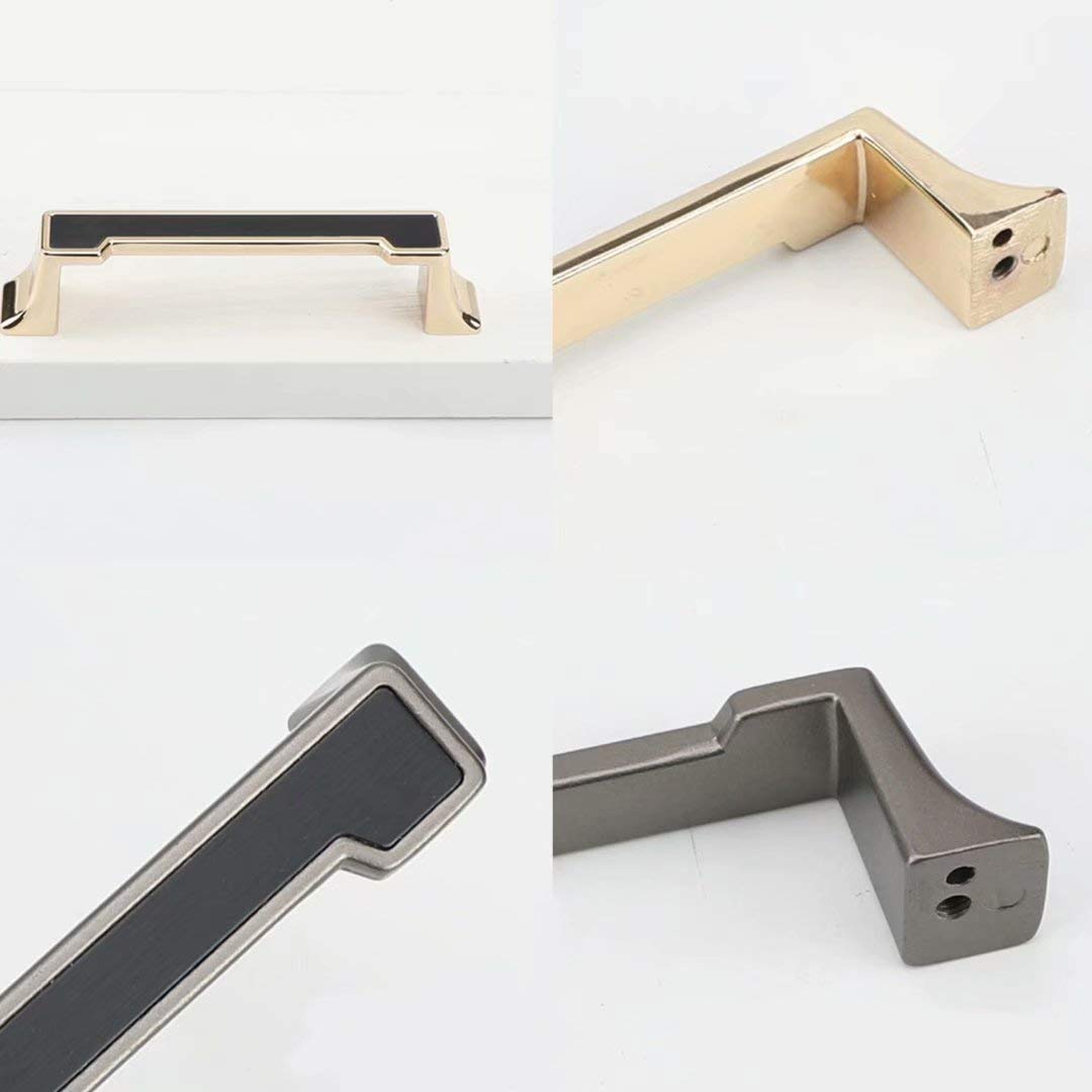 Schranktürgriff Griffe Möbelgriff Schrank Schubladengriffe, 10 Stück Küchenmöbelbeschläge Türgriffe Nordische Einfache Möbelgriffe (Gold + Schwarz Lochabstand 128 mm)