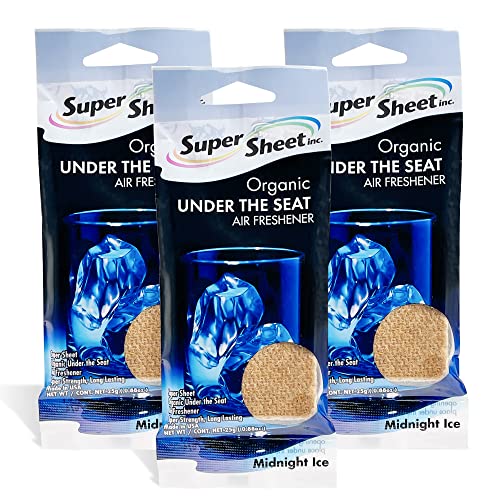 Image of Super Sheet, Organic Under the Seat Car Air Freshener, Long Lasting Fragrance, Midnight Ice Scent, 3 Pack