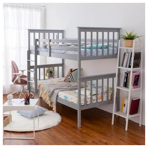 Panana Bunk Bed 3FT Wooden Bunky Sleeper Bed Single Double Bed For Kids, Children (Grey, Can Split in to 2 single beds)