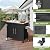 ahomrt Outdoor Grill Table with Sink, Metal Worktable Kitchen Cabinet Island w/ 304 Stainless Steel Sink, Foldable Top and Storage Cabinet, Rolling Grill Cart with Wheels for Garden, Backyard and Lawn