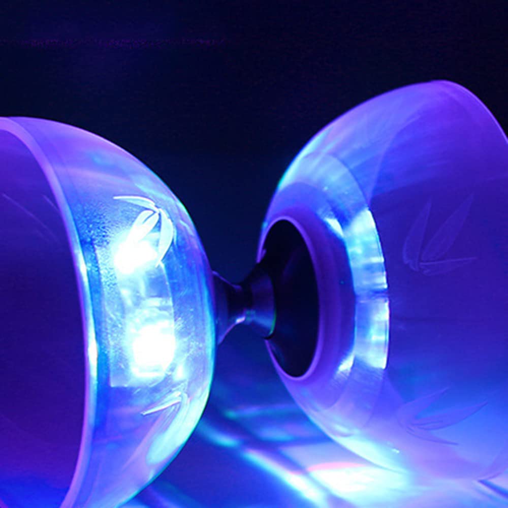 Diábolo Libre con Triple rodamiento de Bolas, Set de Almacenamiento Triple de 4 Colores, 10m Cuerda de Repuesto, Barra Profesional y Bolsa, Morado