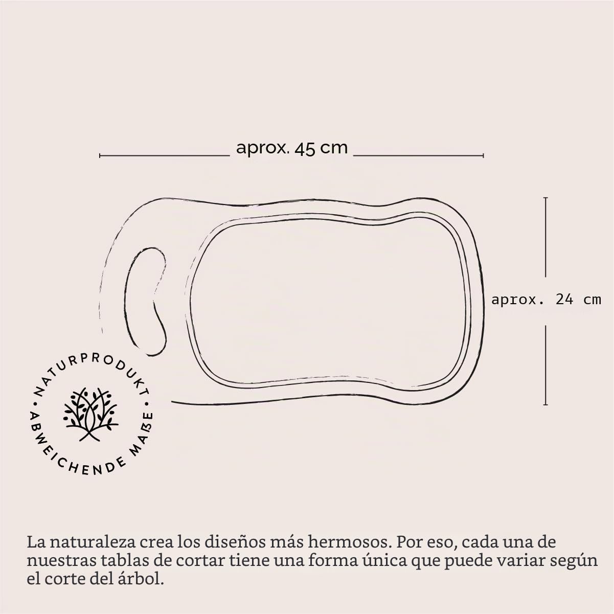 Madera de Olivo la Tabla de Cortar, Bandeja Con Asa Y Raspador, Forma Natural - 45cm