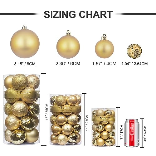 image for KI Store Gold Christmas Balls 34pcs 2.36-Inch Christmas Tree Decoratio