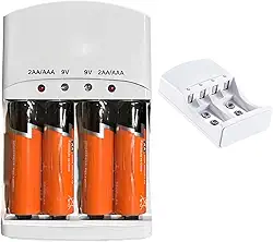 Carregador De Pilhas E Bateria Rápido 110V/220V - Com + 4 Pilhas Recarregável AAA