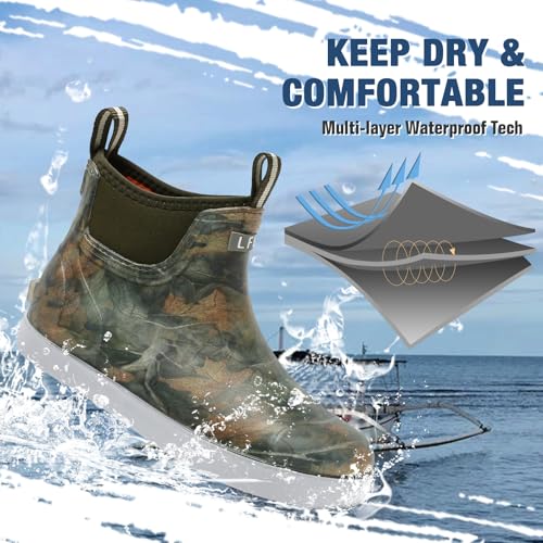 Image of Rain Boots for Men, Waterproof Ankle Mens Deck Boots Anti-Slip Comfort Rubber Boots Chelsea Garden Shoes for Yard Fishing Outdoor Work