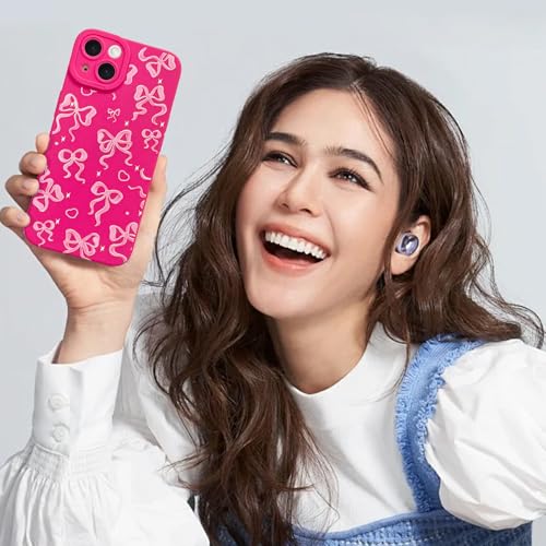 Coque iPhone 14 Plus motif nœud rose, le cadeau idéal girly - 7