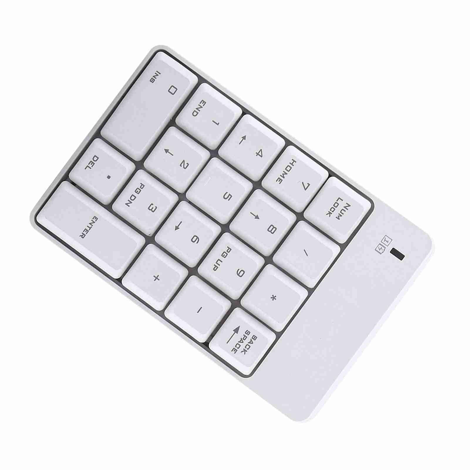 Teclado Numérico USB Inalámbrico de 2,4 GHz Teclado Numérico Número 18 Teclas Mini Teclado Portátil con Receptor USB para Computadora Portátil PC de Escritorio Batería No (Blanco)
