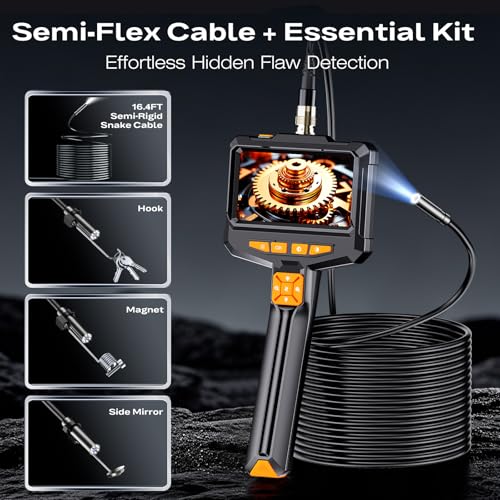 Image of Endoscope Camera with Light, Handheld Borescope, 4.3 inch IPS Inspection Camera