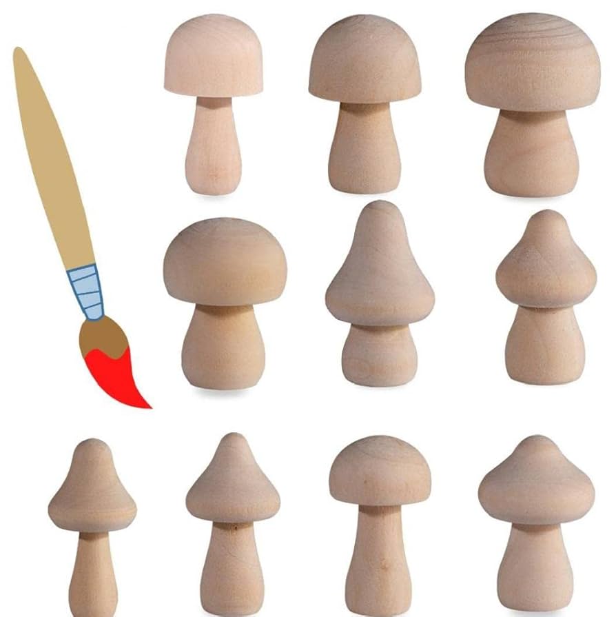 Amazon.co.jp: 木製のきのこ 未完成の未塗装の天然木製のきのこ