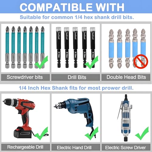 3tlg Bit verlängerung Bit Halter Bithalter Set, 1/4 Sechskantschaft Verlängerung Magnetische Bohrerhalter Magnetbohrer Schnellwechsel Bitsatz für Elektrische 60/100/150mm