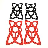 DHYSTAR Security Rubber Band Replacement Silicone Strap for Cell Phone Mount Holder on Bike/Bicycle/Motorcycle/Handlebar Smart Phone Cradle Bracket Stand Support, Pack of 4 PCS(2 Black, 2 Red)