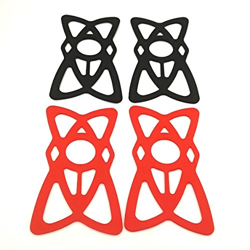 DHYSTAR Security Rubber Band Replacement Silicone Strap for Cell Phone Mount Holder on Bike / Bicycle / Motorcycle / Handlebar Smart Phone Cradle Bracket Stand Support, Pack of 4 PCS(2 Black, 2 Red)