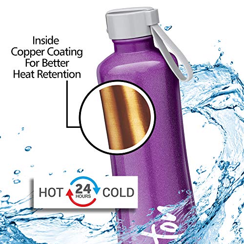 Image of Milton Aura 1000 Thermosteel Bottle, 1.05 Litre, Beige & Milton New Tiara 900 Stainless Steel Water Bottle, 750 ml, Purple