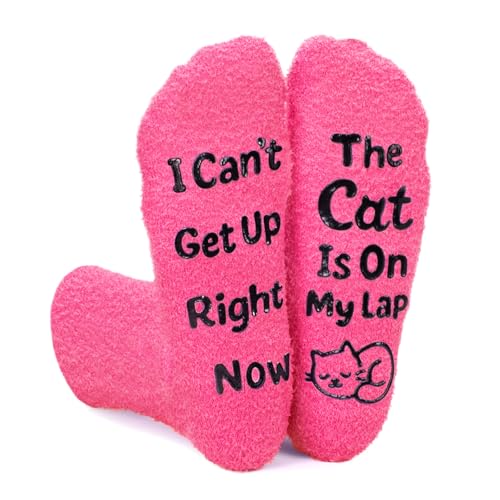 Funny Fuzzy Cat Socks for Women Novelty Slipper Socks for Cat Mom Lover Gag Gifts Christmas Birthday Winter Sleep - Main Image