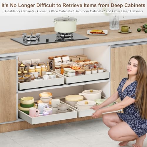 Fokyfok-Pull-out-Cabinet-Organizer14-21W17-24DExpandableAdhesive-No-Drill3-RailsAdjustable-Slide-out-Drawers-for-KitchenPantryRoll-out-Shelvesfor-Cabinets-Without-LipBathroomWhite1PC