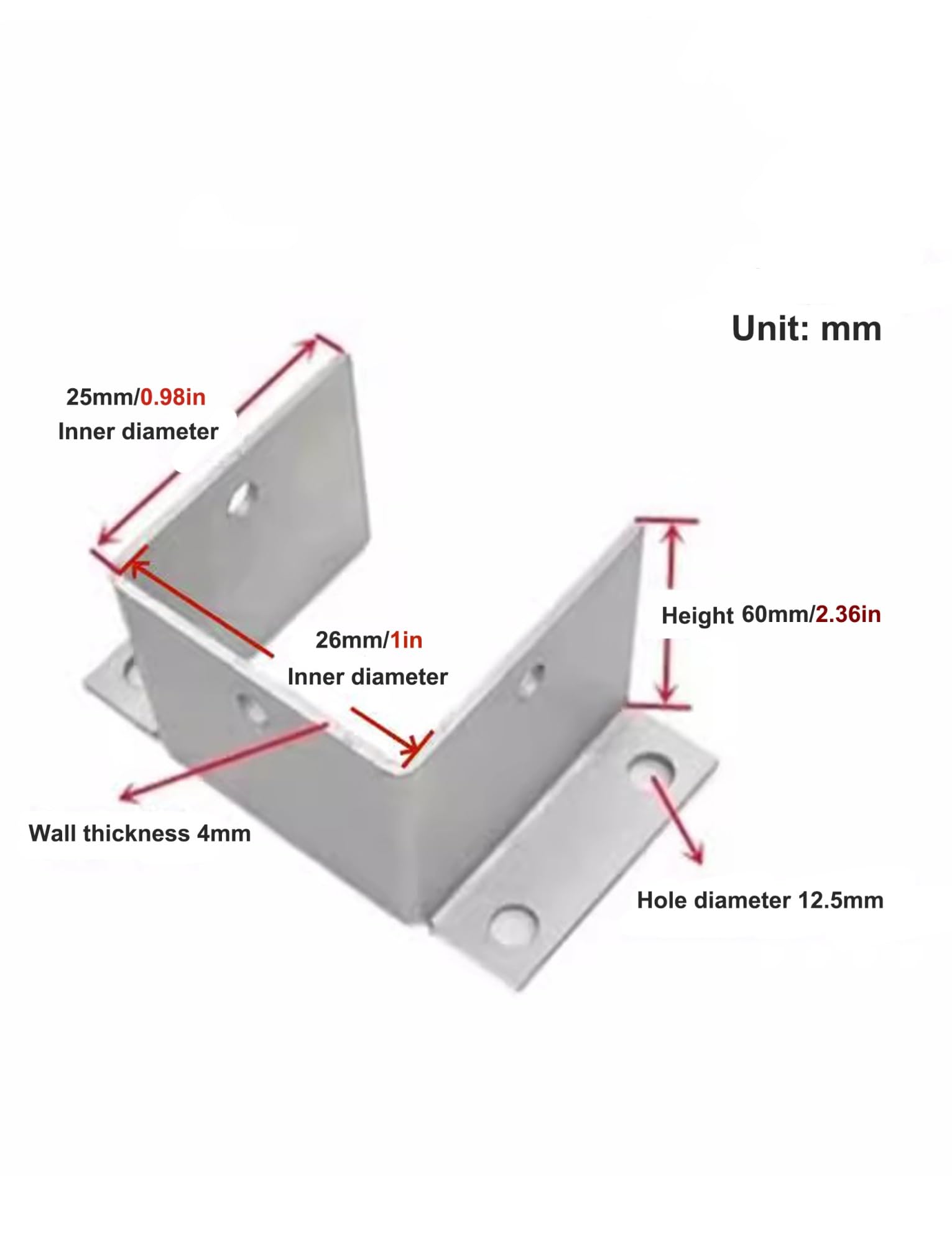 Base de Poste de Acero Inoxidable, Anclaje para Poste de Cerca y terraza con Tornillos, Base de Columna de 3 Lados de Alta Resistencia, Anclajes para barandilla de Cerca de Madera (7 Piezas,