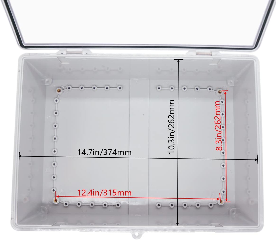 Up To 40% OFF Zulkit Junction Box ABS Plastic Dustproof Waterproof IP65 Electrical Boxes Hinged Shell Outdoor Universal Project Enclosure Grey Clear Transparent Cover 15.4x11.4X 6.3inch (390x290x160 mm) Exclusive Discount 70% Price Zulkit Junction Box ABS Plastic Dustproof Waterproof IP65 Electrical Boxes Hinged Shell Outdoor Universal Project Enclosure Grey Clear Transparent Cover 15.4x11.4X 6.3inch (390x290x160 mm)