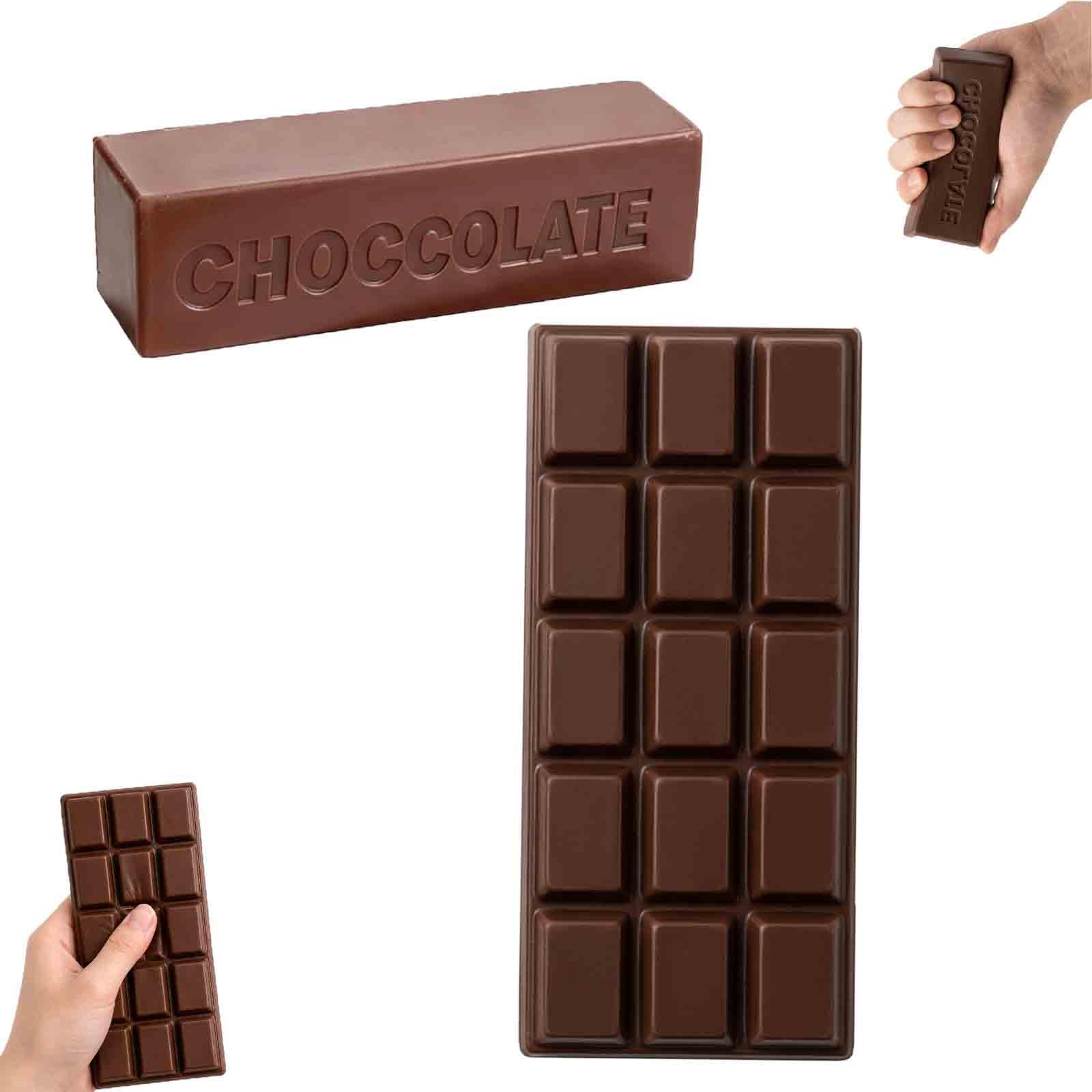2 PCS Chocolate Squishy & Chocolate Bar Slow Rising Decor, Desk Stress Relief Ornament for Office Study Travel, Portable Relax Items for General Use