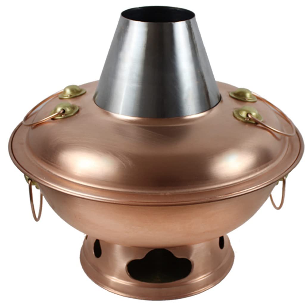 Old Beijing - Olla caliente de cobre puro hecha a mano, hecha a mano, de latón, 28 cm
