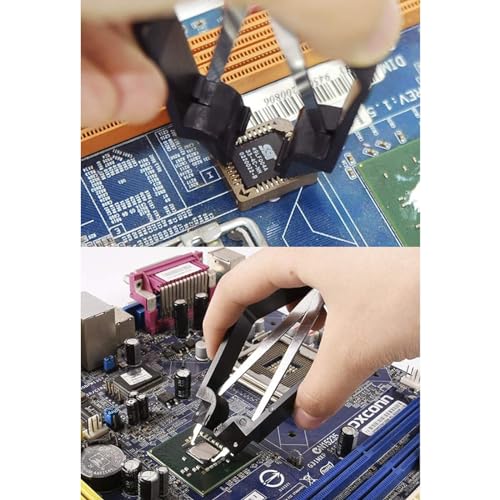 Image of 2Pcs Stainless Steel PLCC IC Chip Extractor, Motherboard Circuit Board Component Puller, Efficient Chip Extraction Tool for Circuit Repair