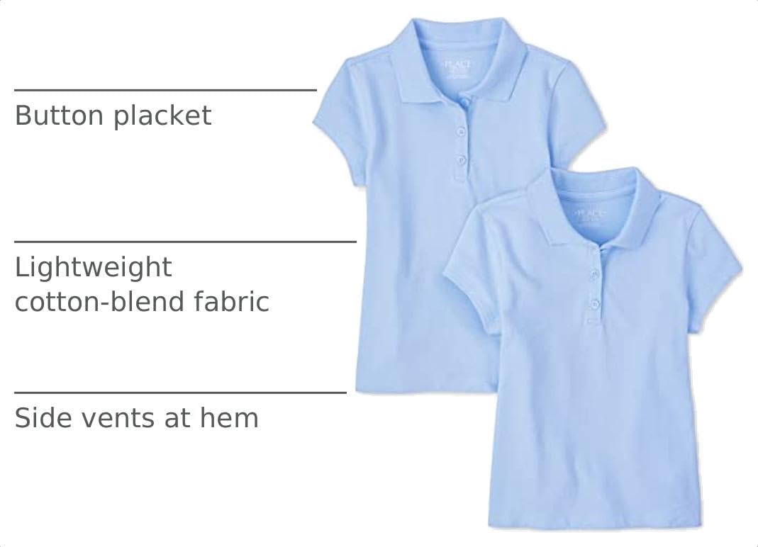 The Children's Place Girls' Short Sleeve Pique Polo, 2 Pack