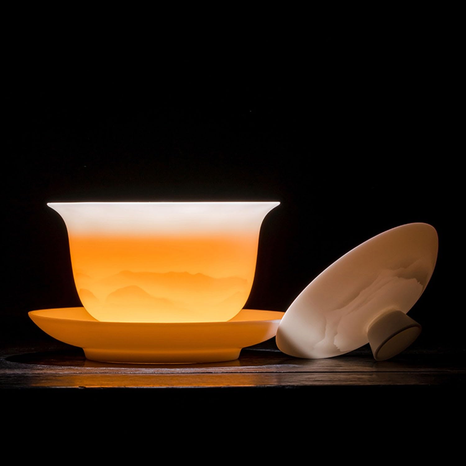 Teeservice, Teeservice, weißes Porzellan, Kung-Fu-Teeservice, Haushalts-Gaiwan-Geschenkbox Beauty Comes